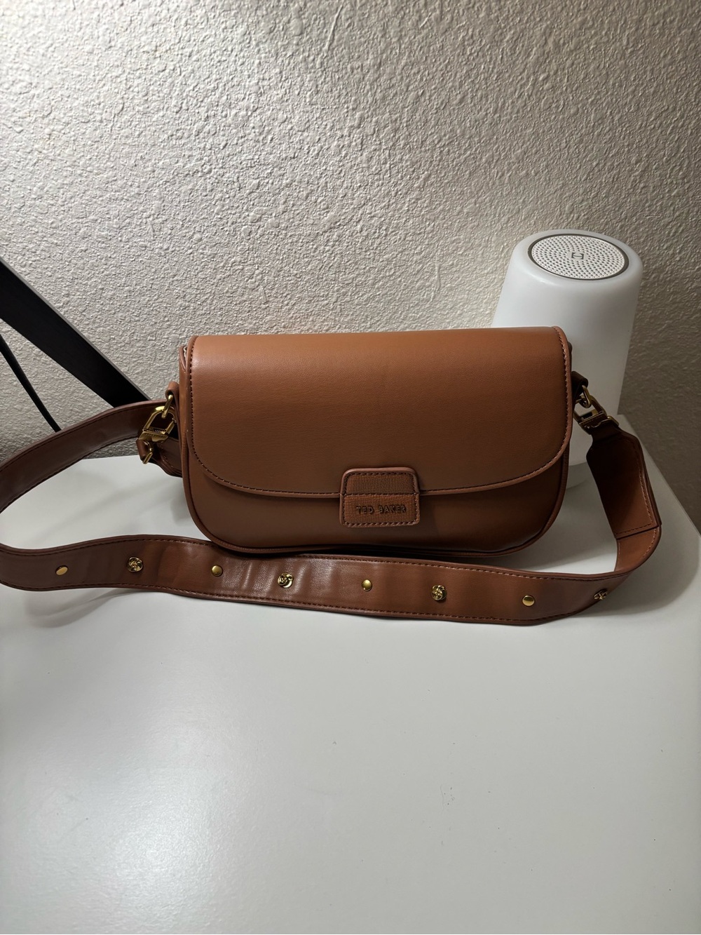 Ted Baker Cognac Brown Leather Crossbody Bag